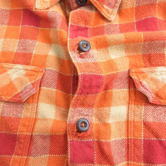 古着 パタゴニア patagonia 長袖 ヘビー フランネル シャツ メンズ 00年代 00s 大きいサイズ オーガニックコットン オレンジ他 チェック spe 25nov25_6