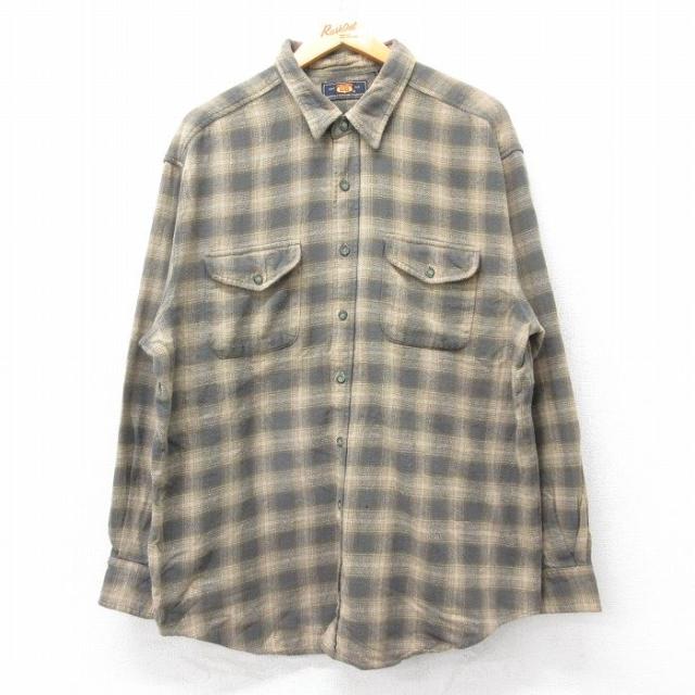 古着 ルート66 長袖 フランネル シャツ メンズ 00年代 00s 大きいサイズ コットン ベージュ他 オンブレ チェック spe 25nov27