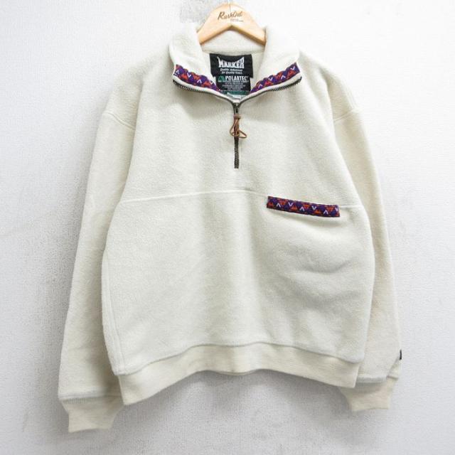 古着 長袖 ハーフジップ フリース ジャケット メンズ 90年代 90s ポーラテック USA製 白 25dec05