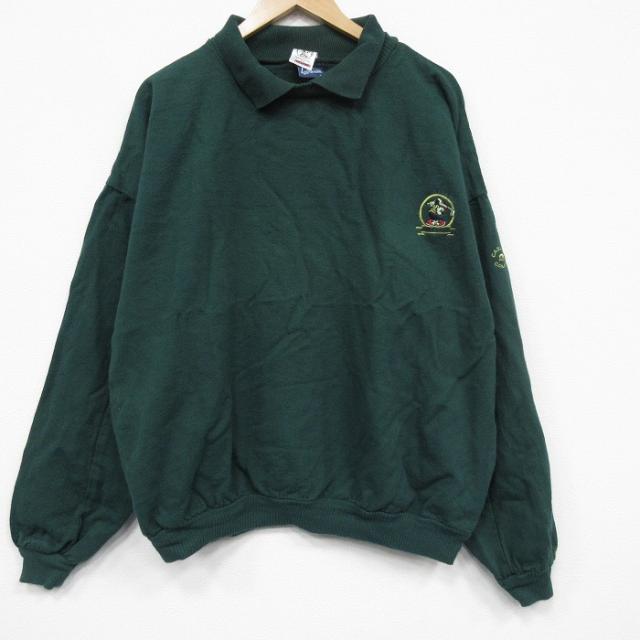 古着 WEK 長袖 スウェット メンズ 90年代 90s ディズニー ミッキー 大きいサイズ コットン 襟付き USA製 緑 spe 25dec08