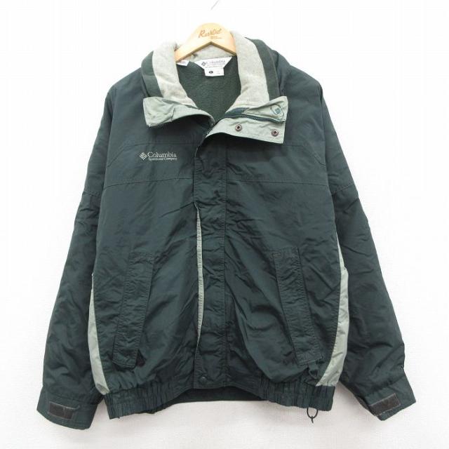 古着 コロンビア 長袖 ナイロン マウンテン ジャケット メンズ 00年代 00s ワンポイントロゴ 大きいサイズ 濃緑 内側フリース 25dec09