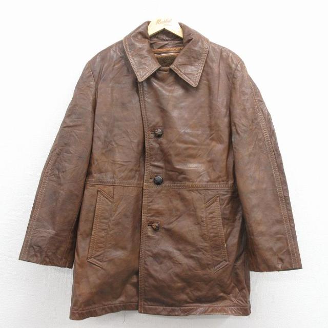 古着 マイティーマック 長袖 レザー ジャケット メンズ 80年代 80s　ロング丈 USA製 茶 内側ボア spe 25dec10 12,368円