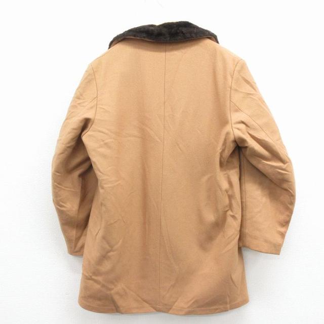 古着 長袖 ウール コート メンズ 80年代 80s ロング丈 茶 内側フェイクファー 25dec11_2