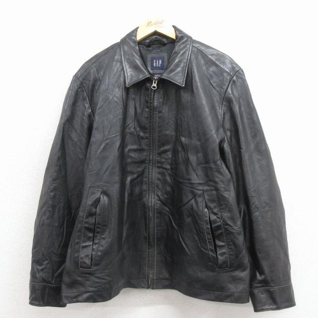 古着 ギャップ GAP 長袖 レザー ジャケット メンズ 00年代 00s 黒 内側