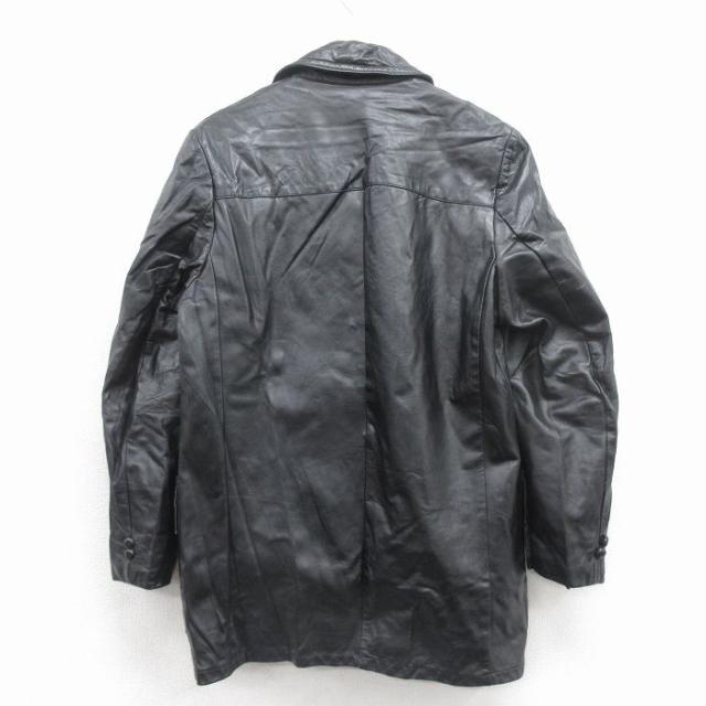 古着 シアーズ 長袖 レザー ジャケット メンズ 80年代 80s ロング丈 黒