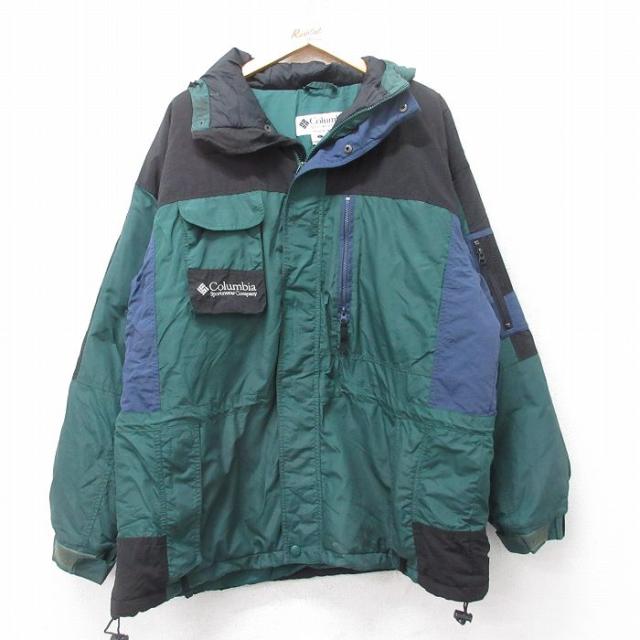 古着 コロンビア 長袖 ナイロン ジャケット パーカー メンズ 00年代 00s ワンポイントロゴ 緑他 25dec18