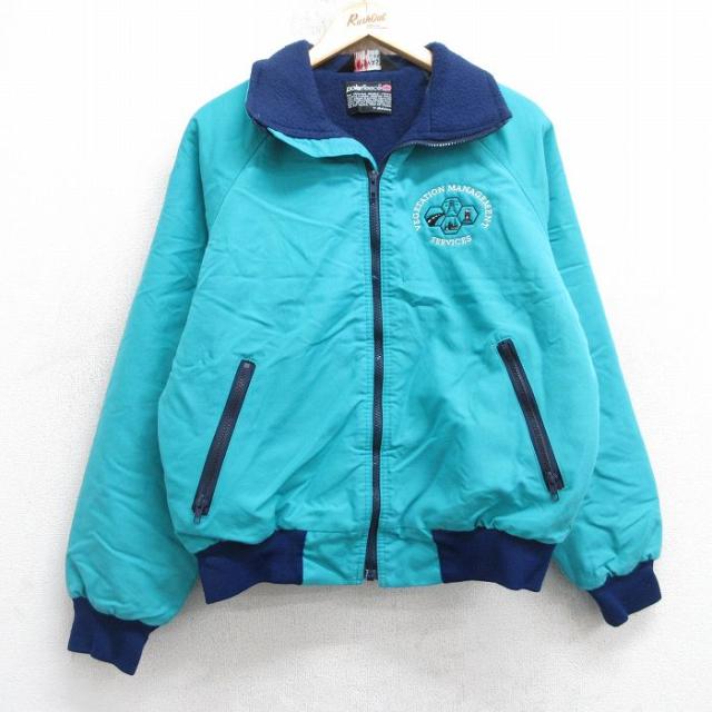 古着 長袖 ジャケット メンズ 80年代 80s VEGETATION MANAGEMENT ラグラン USA製 水色系 内側フリース 25dec20