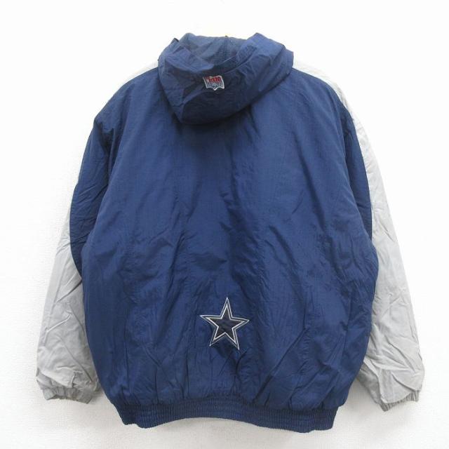 古着 ナイキ NIKE 長袖 ナイロン ジャケット メンズ 00年代 00s NFL ダラスカウボーイズ 大きいサイズ ツートンカラー 紺 内側キルティング アメフト スーパーボウル spe 25dec24_1