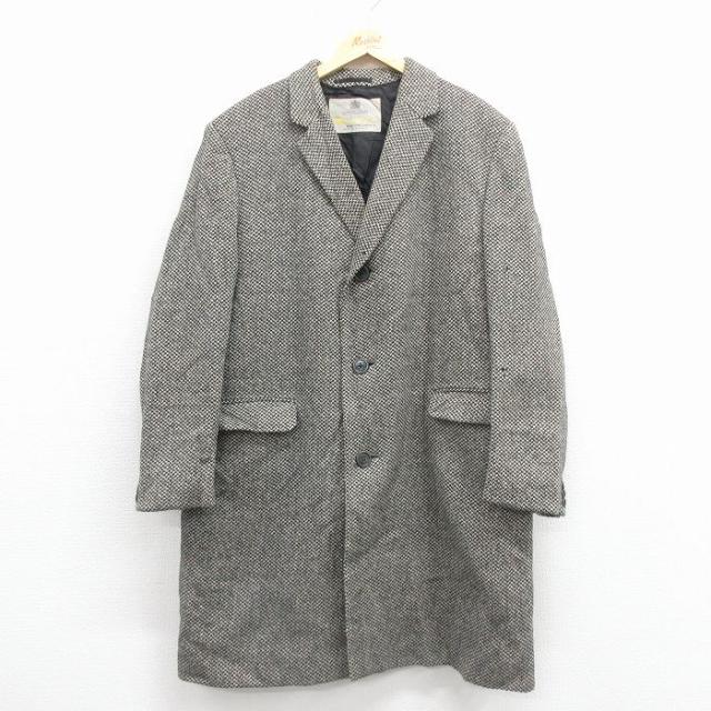 古着 アクアスキュータム 長袖 ウール コート メンズ 70年代 70s ロング丈 イングランド製 グレー他 spe 26jan08