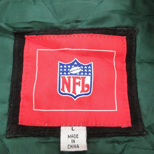 古着 長袖 スエード レザー ジャケット メンズ NFL ニューヨークジェッツ ツートンカラー 黒 内側キルティング アメフト スーパーボウル spe 26jan09_8