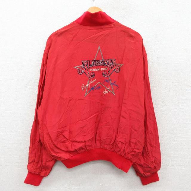 古着 長袖 ロック バンド ジャケット メンズ 80年代 80s アラバマ 刺繍 大きいサイズ USA製 赤 spe 26jan09