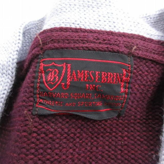 古着 JAMES E BRINE 長袖 ビンテージ レタード ニット カーディガン メンズ 50年代 50s D ウィングフット ツートンカラー ウール エンジ他 spe 26jan15_4