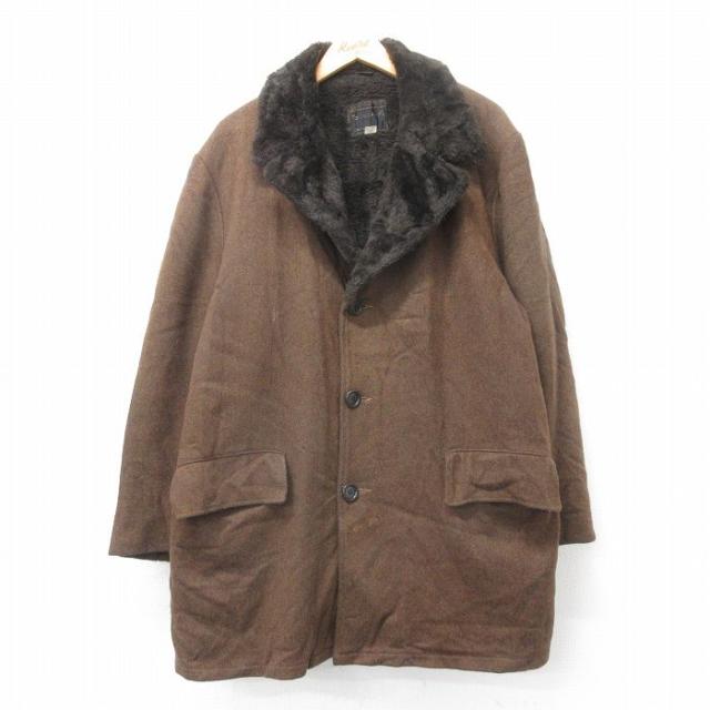 古着 JCペニー タウンクラフト 長袖 ビンテージ ウール コート メンズ 70年代 70s 大きいサイズ ロング丈 茶 内側ファー spe 26jan21 11,708円