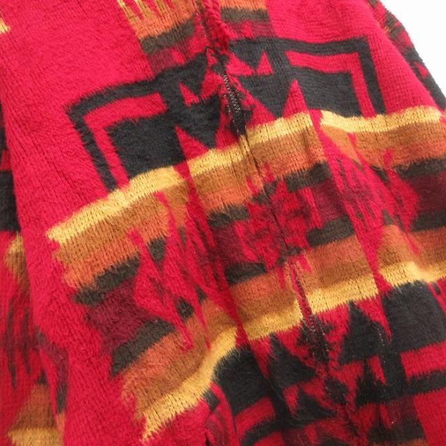 古着 TEJIDOS RUMINAHUI 長袖 フルジップ ニット カーディガン メンズ ネイティブ柄 エクアドル製 赤 spe 26jan22_1