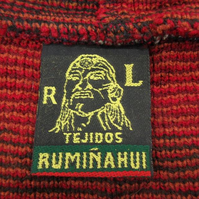 古着 TEJIDOS RUMINAHUI 長袖 フルジップ ニット カーディガン メンズ ネイティブ柄 エクアドル製 赤 spe 26jan22_4