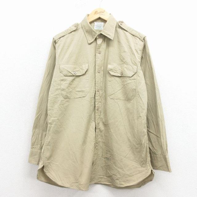 古着 長袖 ビンテージ ワーク シャツ メンズ 60年代 60s マチ付き USA製 ベージュ 26feb18