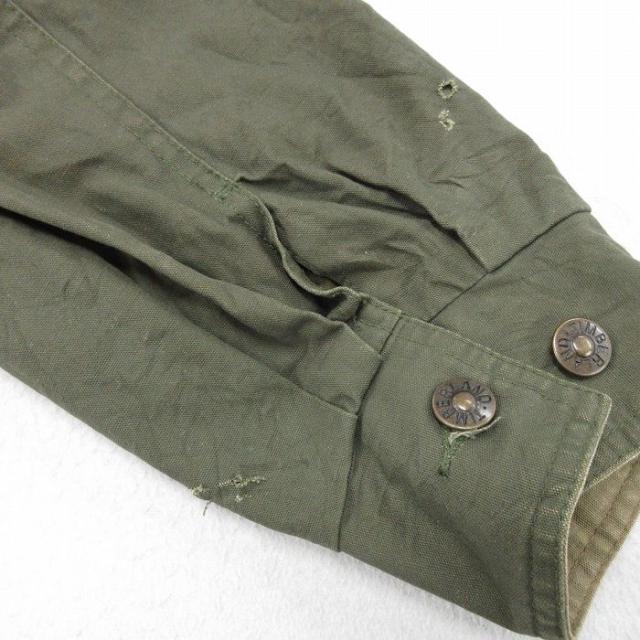 古着 ティンバーランド 長袖 ハンティング ジャケット メンズ 90年代 90s 襟レザー 大きいサイズ ロング丈 コットン 緑他 26feb19_7