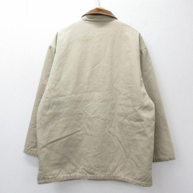 古着 トミーヒルフィガー 長袖 ブランド ジャケット メンズ 90年代 90s 襟コーデュロイ 大きいサイズ ロング丈 コットン ベージュ系他 内側キルティング spe 26feb25_1