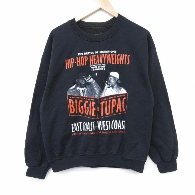 古着 長袖 ヒップ ホップ ラップ スウェット メンズ ノートリアBIG トゥパック 2パック 2PAC クルーネック 黒 spe 26feb27