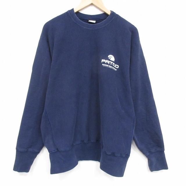 古着 キャンバー 長袖 スウェット メンズ 90年代 90s PATCO 大きいサイズ クルーネック USA製 紺 spe 26mar02