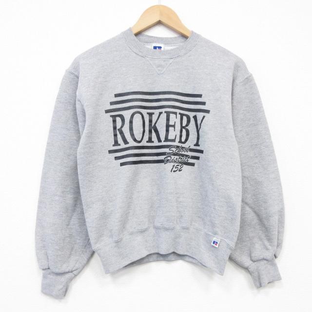古着 ラッセル 長袖 スウェット メンズ 90年代 90s ROKEBY クルーネック USA製 グレー 霜降り spe 26mar04