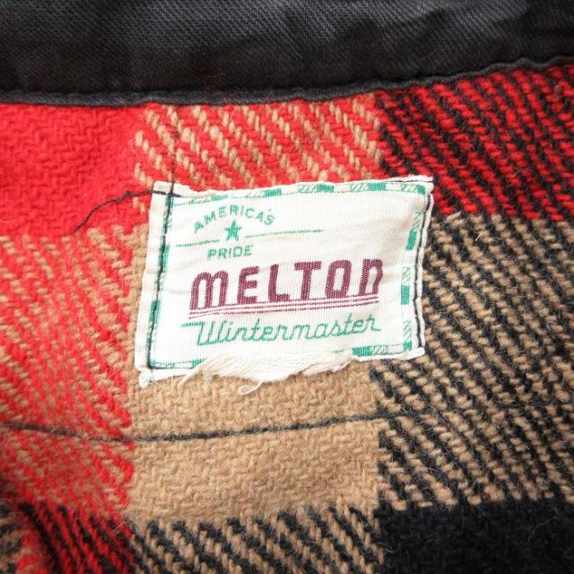 古着 メルトン MELTON 長袖 ビンテージ ウール シャツ メンズ 70年代 70s 赤他 チェック spe 26mar14_3