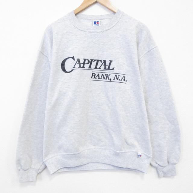 古着 ラッセル 長袖 スウェット メンズ 90年代 90s CAPITAL クルーネック USA製 グレー 霜降り 26mar17