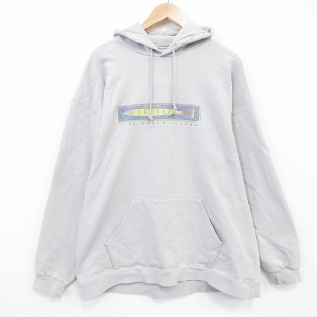 古着 ラッセル 長袖 スウェット パーカー メンズ 90年代 90s 魚 USA製 ベージュ 霜降り 26mar17