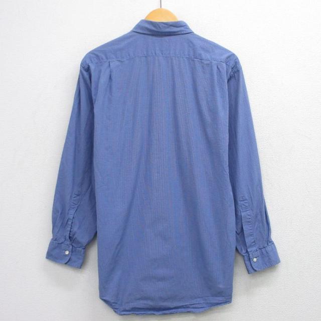 古着 ブルックスブラザーズ 長袖 ブランド シャツ メンズ 90年代 90s ロング丈 コットン USA製 薄紺他 チェック spe 26mar18_2