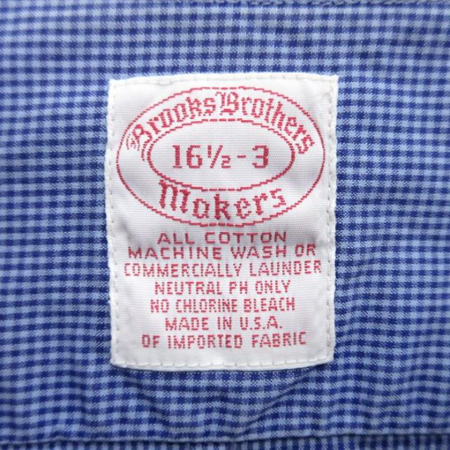 古着 ブルックスブラザーズ 長袖 ブランド シャツ メンズ 90年代 90s ロング丈 コットン USA製 薄紺他 チェック spe 26mar18_3