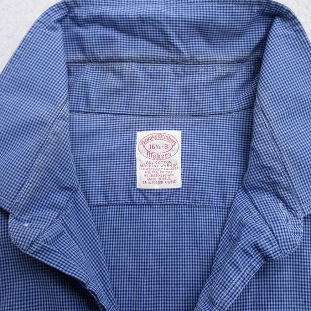 古着 ブルックスブラザーズ 長袖 ブランド シャツ メンズ 90年代 90s ロング丈 コットン USA製 薄紺他 チェック spe 26mar18_4