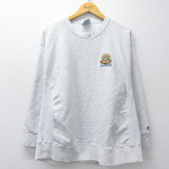 古着 ディスカス 長袖 スウェット メンズ 90年代 90s MONRDE リバースタイプ クルーネック USA製 薄グレー 霜降り spe 26mar19