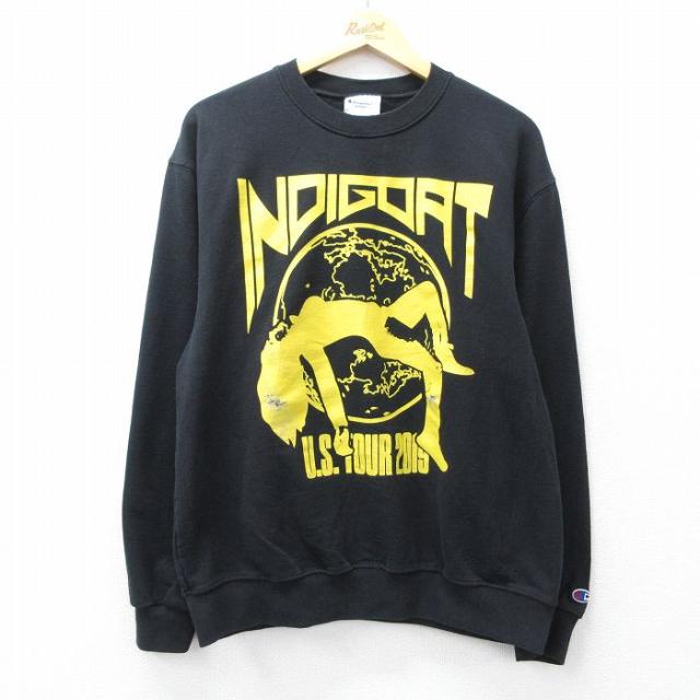 古着 チャンピオン champion 長袖 ヒップホップ ラップ スウェット メンズ クリスブラウン INDIGOAT クルーネック 黒 spe 26mar27