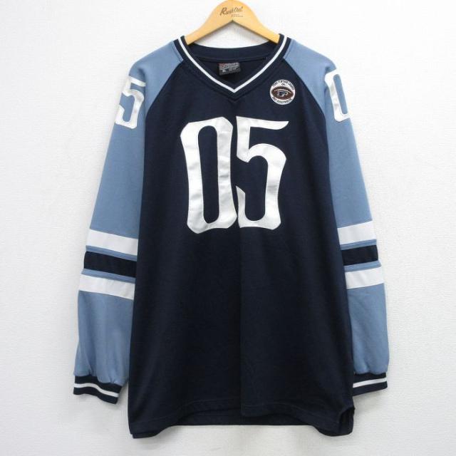 古着 フブ FUBU 長袖 Tシャツ メンズ 05 ラグラン 大きいサイズ ロング丈 Vネック 紺他 26apr03 6,944円