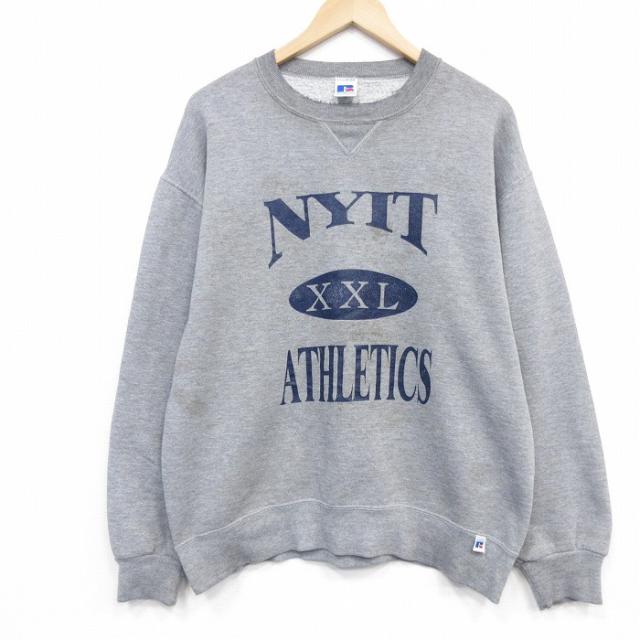 古着 ラッセル 長袖 スウェット メンズ 90年代 90s NYIT クルーネック USA製 グレー 霜降り spe 26apr04