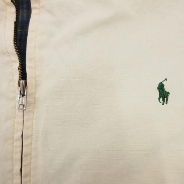 古着 ラルフローレン 長袖 ブランド ジャケット スイングトップ メンズ 90年代 90s ワンポイントロゴ ボロ 大きいサイズ コットン 薄ベージュ 内側フランネル 26apr07_2
