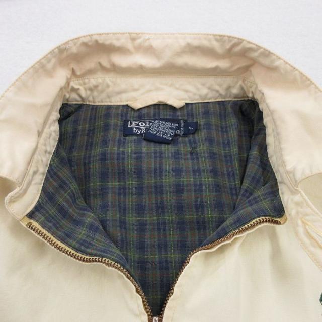 古着 ラルフローレン 長袖 ブランド ジャケット スイングトップ メンズ 90年代 90s ワンポイントロゴ ボロ 大きいサイズ コットン 薄ベージュ 内側フランネル 26apr07_9