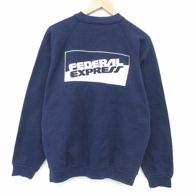 XL/古着 ディスカス 長袖 スウェット メンズ 90年代 90s FedEx ラグラン クルーネック USA製 紺【spe】 26apr07 古着 ディスカス 長袖 スウェット メンズ 90年代 90s FedEx ラグラン