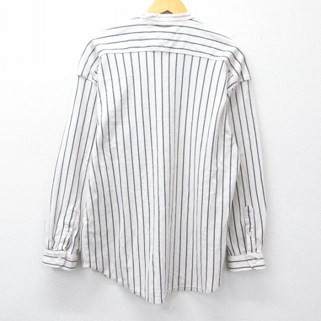 古着 トミーヒルフィガー 長袖 ブランド シャツ メンズ 90年代 90s ワンポイントロゴ コットン ノーカラー 白他 ストライプ spe 26apr08_1