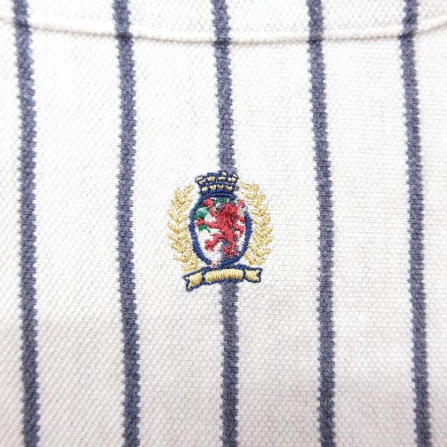 古着 トミーヒルフィガー 長袖 ブランド シャツ メンズ 90年代 90s ワンポイントロゴ コットン ノーカラー 白他 ストライプ spe 26apr08_2