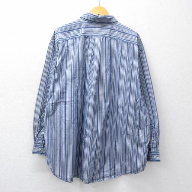 古着 ラルフローレン 長袖 ブランド シャツ メンズ 90年代 90s ワンポイントロゴ 大きいサイズ ロング丈 コットン ボタンダウン 紺他 ストライプ spe 26apr20_2
