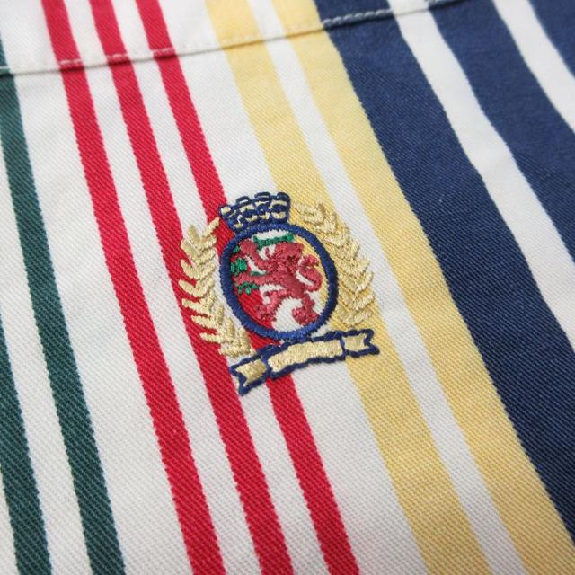 古着 トミーヒルフィガー 長袖 ブランド シャツ メンズ 90年代 90s ワンポイントロゴ 大きいサイズ ボタンダウン 白他 ストライプ spe 26apr30_3