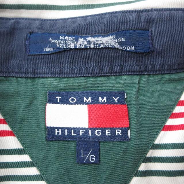 古着 トミーヒルフィガー 長袖 ブランド シャツ メンズ 90年代 90s ワンポイントロゴ 大きいサイズ ボタンダウン 白他 ストライプ spe 26apr30_4