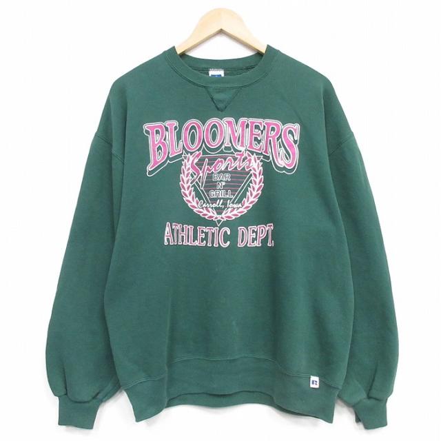 古着 ラッセル 長袖 スウェット メンズ 90年代 90s BLOOMERS クルーネック USA製 緑 spe 26may01
