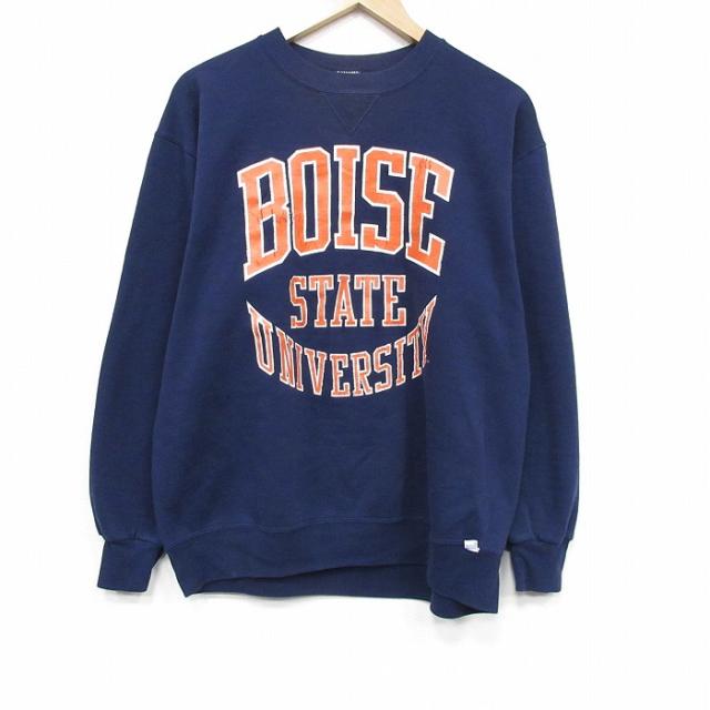 古着 ラッセル 長袖 スウェット メンズ 90年代 90s BOISE カレッジ クルーネック USA製 紺 26may02