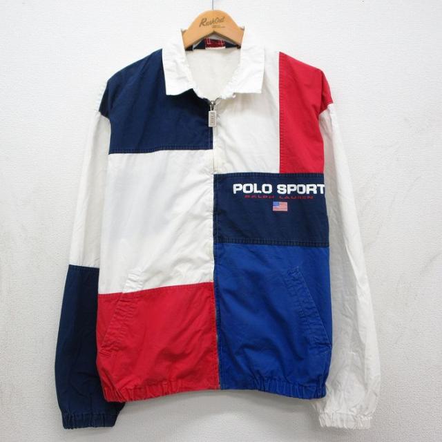 古着 ラルフローレン ポロスポーツ 長袖 ブランド ジャケット スイングトップ メンズ ワンポイントロゴ マルチカラー 大きいサイズ コットン 白他 spe 26may07