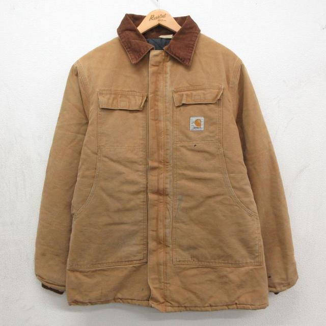 古着 カーハート 長袖 トラディショナル ジャケット メンズ 90年代 90s ダック地 襟コーデュロイ USA製 茶系他 spe 26may07