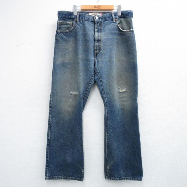 古着 ジーンズ Levis リーバイス 517 メンズ フレア ブーツカット ヒゲ 紺 デニム 26may11