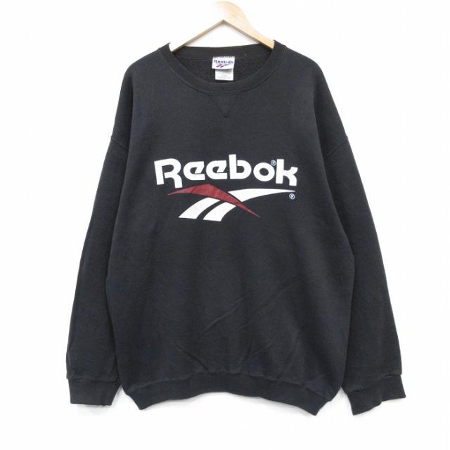 古着 リーボック 長袖 スウェット メンズ 90年代 90s ビッグロゴ 大きいサイズ クルーネック USA製 ブラック spe 26may14
