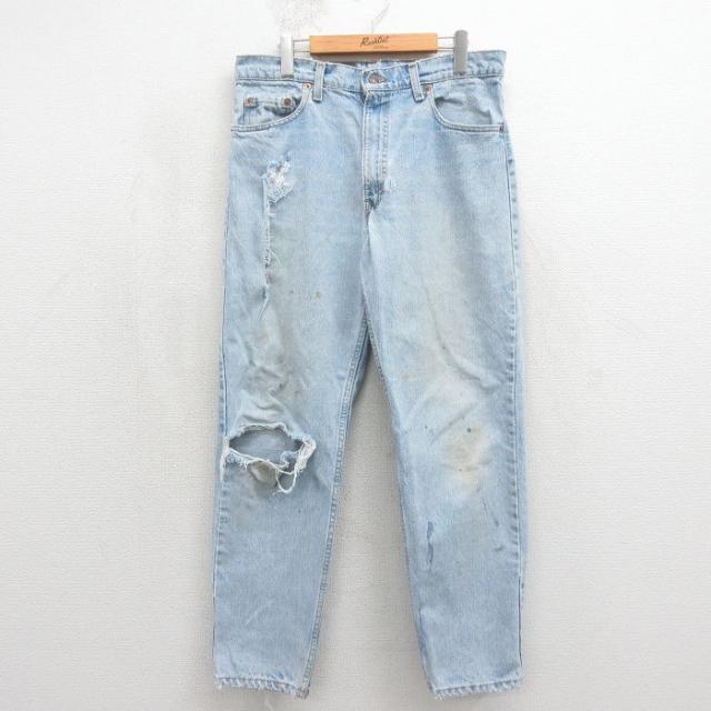 古着 ジーンズ Levis リーバイス 550 メンズ 90年代 90s テーパード コットン USA製 ネイビー デニム 26may15